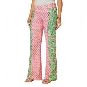 Lilly Pulitzer Bal Harbour Palazzo Pants in a vibrant pink and green pattern
